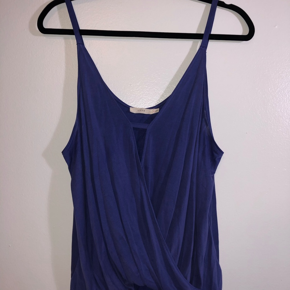 Blue camisole, surplice top